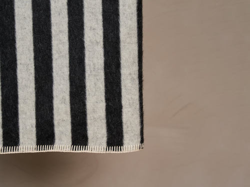 BLACKSAW STILLS HEIRLOOM BLACK & IVORY STRIPE THROW 59" x 79"