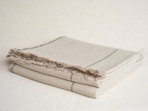 TEIXIDORS ABANS LINEN BLANKET / LIGHT GREY 94" x 110"