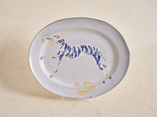 POLLY FERN WHIPPET WITH TULIP PLATTER / LARGE 15" x 12" x 1.5"