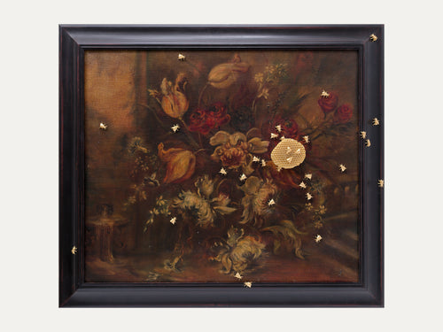 MARCANTONIO DE RERUM NATURA OIL PAINTING / FLORA 1 W31.8" x H27.9" x D3.1"