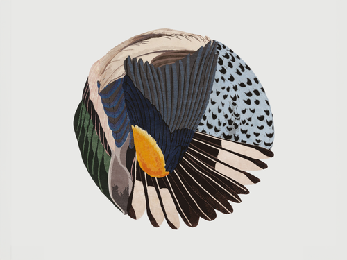 CC-TAPIS MAARTEN DE CEULAER FEATHERS ROUND RUG Ø3'2"