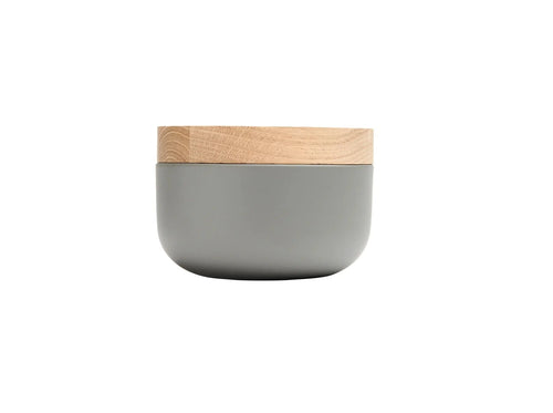 WHEN OBJECTS WORK VINCENT VAN DUYSEN LIGHT GREY POT 3" x 6" + 3cm OAK LID