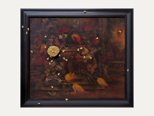 MARCANTONIO DE RERUM NATURA OIL PAINTING / FLORA 2 W31.8" x H27.9" x D3.1"