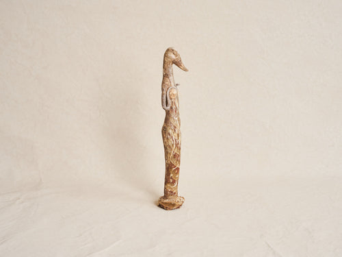 ROBIN WHITEMAN BIRD TOTEM H18" x Ø4"