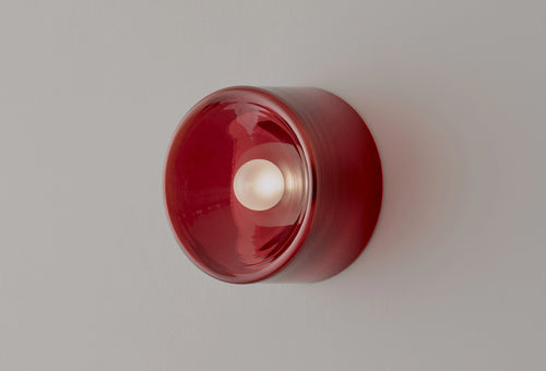 VOLKER HAUG STUDIO ANTON BLOWN GLASS SCONCE / CLEAR RED Ø7" x D3.9"