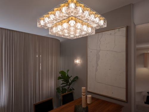 LEE BROOM CHANT 6x6 2-TIER CHANDELIER L30.75" x W30.75" x H10.6"