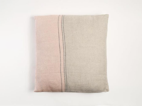 TEIXIDORS D’ABORD LINEN PILLOW LT GREY/ OLD PINK 20” x 20"