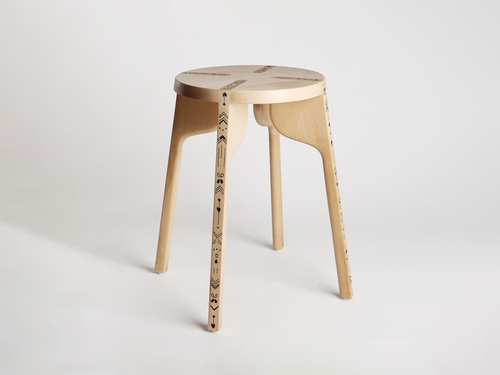 ZANAT TATTOO SLEEVE STOOL NATURAL Ø12” x H17.5" 4 LEGS