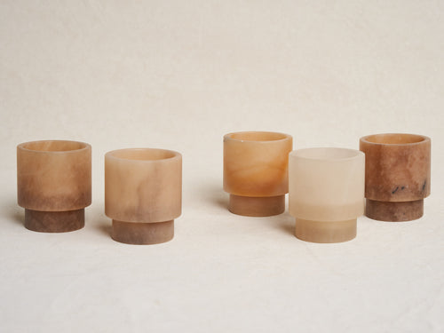 MICHAËL VERHEYDEN TEA LIGHT SMALL / ALABASTER TABAC Ø3” x H3”