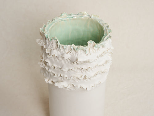 VITTORIO PASSARO BISCUIT VASE / CRYSTAL GREEN H11.8" x Ø6.6"