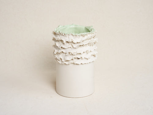 VITTORIO PASSARO BISCUIT VASE / GREEN H10.2" x Ø7.4"