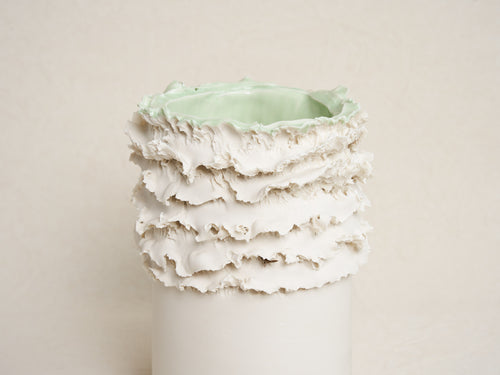 VITTORIO PASSARO BISCUIT VASE / GREEN H10.2" x Ø7.4"