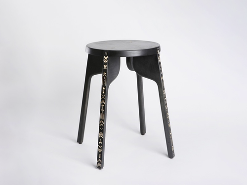 ZANAT TATTOO SLEEVE STOOL BLACK FOUR LEGS Ø12” x H17.5"