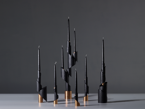 WILLIAM GUILLON ASHES TO ASHES BRONZE CANDLE HOLDERS