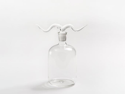 SIMONE CRESTANI GLASS LONGHORN BOTTLE H12.5”