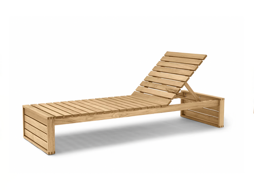 CARL HANSEN BODIL KJAER OUTDOOR TEAK CHAISE LOUNGE L80.7 X W27.6" x H13.2”