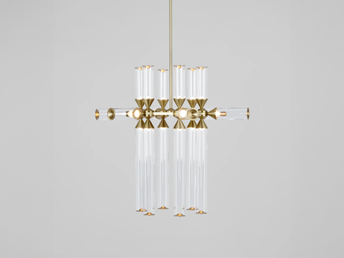 ROLL & HILL CASTLE CHANDELIER / 18-02 L30" x D27 x H27.5"