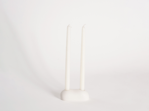 MALGARZOTA BANY HAG DOUBLE CANDLESTICK / CHALK L5" x W2" x H2"