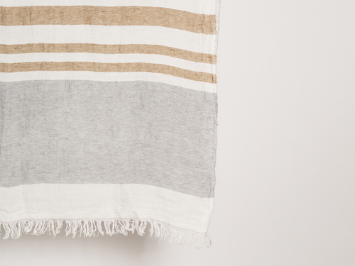 LIBECO FOUTA TOWEL / OYSTER STRIPE 43” x 71"