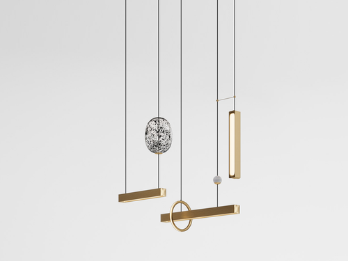 GIOPATO & COOMBES MILKY WAY CHANDELIER HORIZONTAL ELEMENTS 120 W46" x H35" x D8.5"
