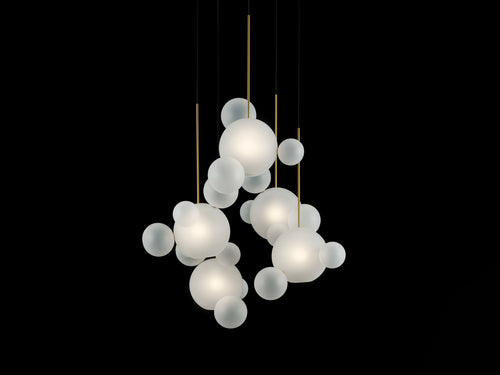 GIOPATO & COOMBES BOLLE FROSTED 24 CIRCULAR CHANDELIER Ø35.5" x H53"