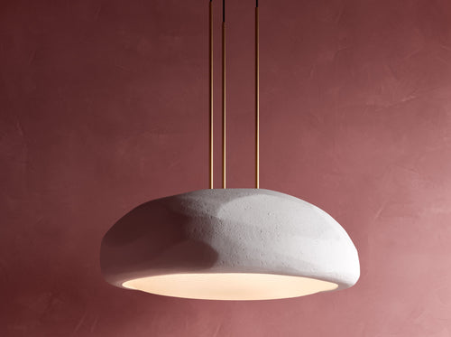 GIOPATO & COOMBES MOONSTONE DOME LINEN 90 PENDANT W35.5" x D32" x H20"