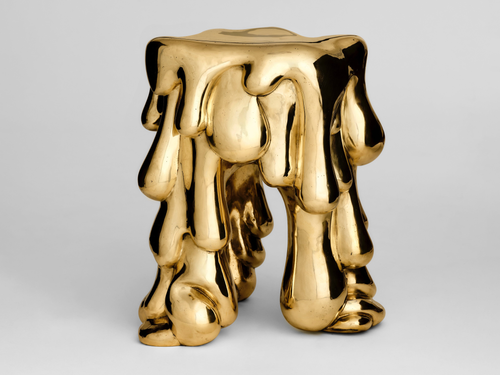 WRINKLE BRONZE PITCH DROP STOOL Ø15" x H17"