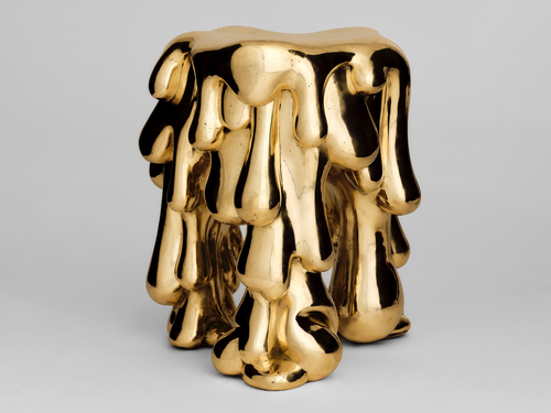 WRINKLE BRONZE PITCH DROP STOOL Ø15" x H17"