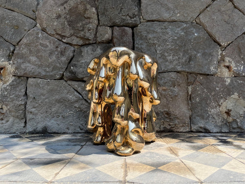 WRINKLE BRONZE PITCH DROP STOOL Ø15" x H17"