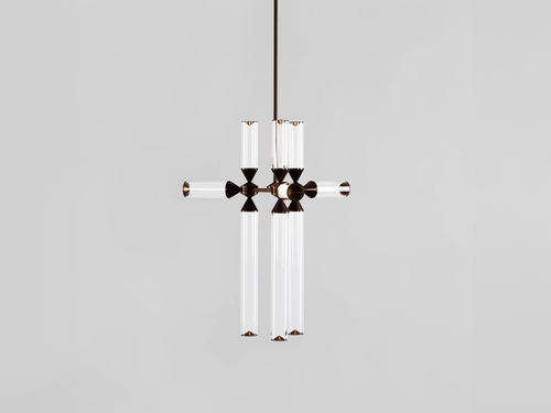 ROLL & HILL CASTLE CHANDELIER / 9-02 W22" x D19.5" x H27.5"