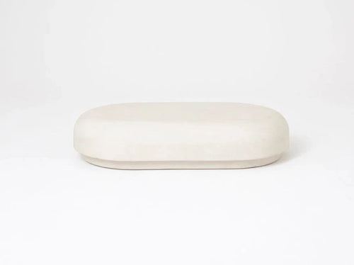 FAYE TOOGOOD ROLY-POLY LOW TABLE JESMONITE / CHALK W59” x D33.5” x H12"