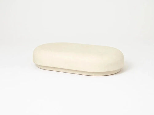 FAYE TOOGOOD ROLY-POLY LOW TABLE JESMONITE / CREAM W59” x D33.5” x H12”