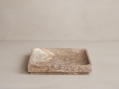 MICHAËL VERHEYDEN SQUARE TRAY / TRAVERTINE GREY L10” x W10" x H1.5”