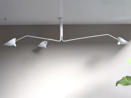 SERGE MOUILLE 3 ARM CEILING PENDANT H23.6" x arm lengths:  L33", 43", 53"