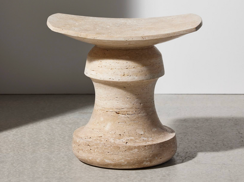 COLLECTION PARTICULIÈRE ROI STOOL / TRAVERTINE 19.2" x 13.7" x H17.7" x SH16.7"