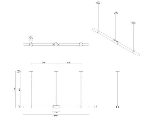 ARTICOLO SCANDAL EXTRA LONG PENDANT L83.46" x Ø3.26"