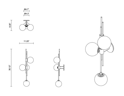 ARTICOLO TRILOGY SCONCE H30" x W11.25"