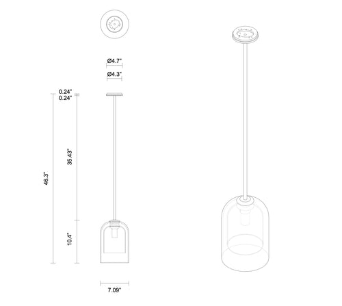 ARTICOLO LUMI PENDANT LARGE H46.3" x Ø7"