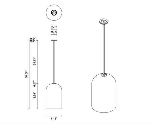 ARTICOLO LUMI EXTRA LARGE PENDANT H"56.3 x Ø11.8"