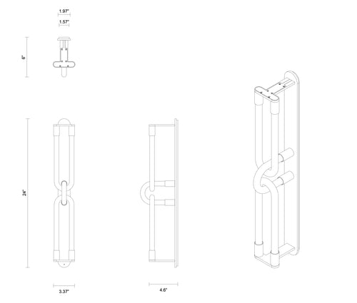 ARTICOLO LOOPI DOUBLE WALL SCONCE H24" x W3.37"