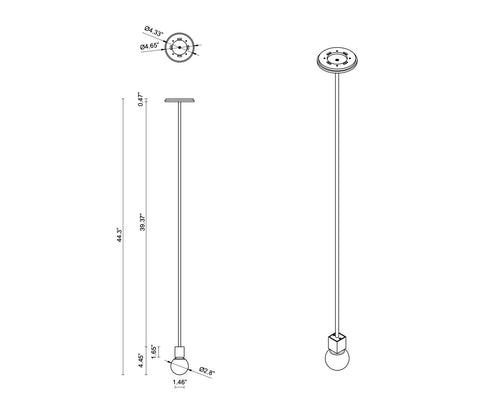 ARTICOLO ORO SINGLE PENDANT  44.3" x Ø2.8"