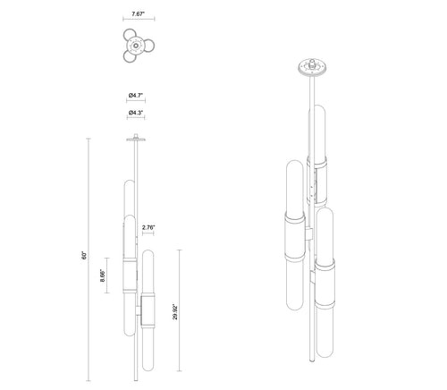 ARTICOLO SCANDAL STAGGERED PENDANT H60" x Ø7.67"