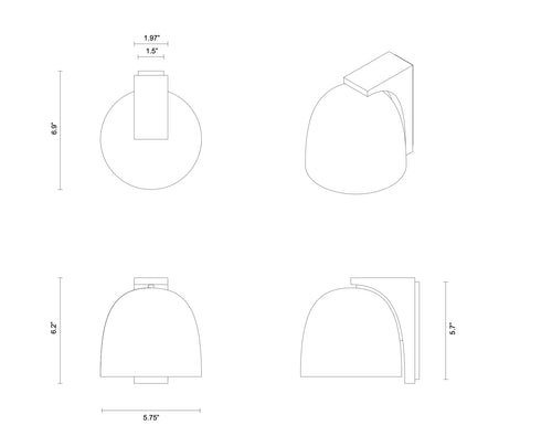 ARTICOLO TUBI WALL SCONCE H6.2" x W5.75" x D6.9"