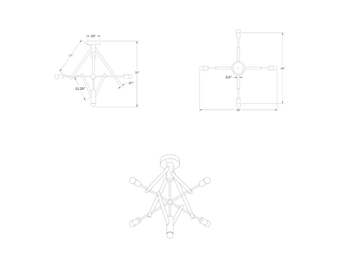 WORKSTEAD LODGE CHANDELIER V H30" x W48” x D6”