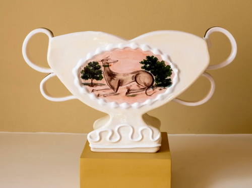 POLLY FERN PEACH PAINTINGS VASE 5.5" x 9.5" x 2"