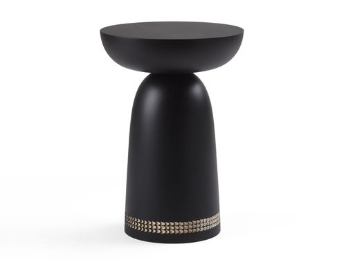 ZANAT MONICA FORSTER NERA CARVED STOOL / BLACK Ø12 x H18"