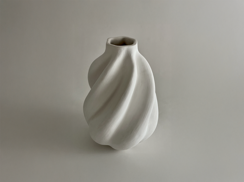 KATAYONE ADELI CURVED SERIES EDITION-II MATTE WHITE BOTANICAL VESSEL Ø8” x H16”