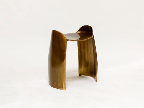 STUDIO CHRISTIAN FREGNAN CALLE STOOL / PATINATED BRASS L18.9" x D12.6" x H20.8"