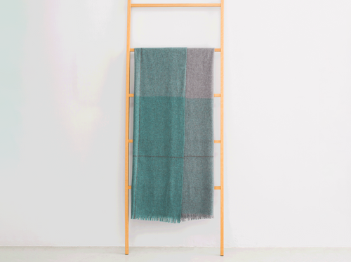 TEIXIDORS NOMAD THROW / TURQUOISE + LEAD GREY W55” x L71"