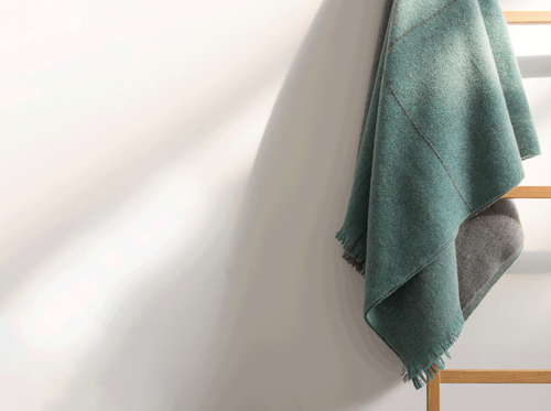 TEIXIDORS NOMAD THROW / TURQUOISE + LEAD GREY W55” x L71"